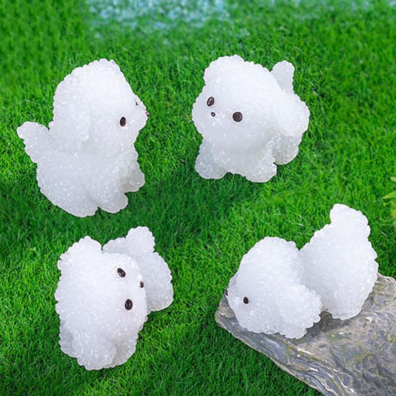 5er-Packung Kawaii Cartoon Leuchtende Mini-Hundefiguren aus Kunstharz, Miniaturstatuen, Kreative Mode, DIY-Heimdekorationsaccessoires, Geschenke