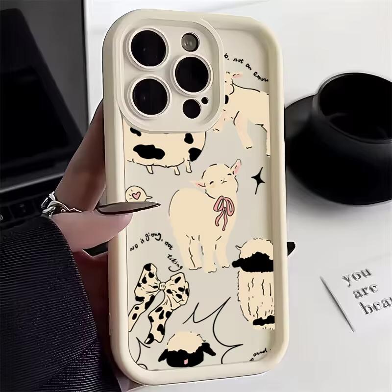 Angel Sheep Phone Case For iPhone 17 Pro 16 15 14 13 12 11 Pro Max XS XR 17 Air 16E Soft Silicone Cover