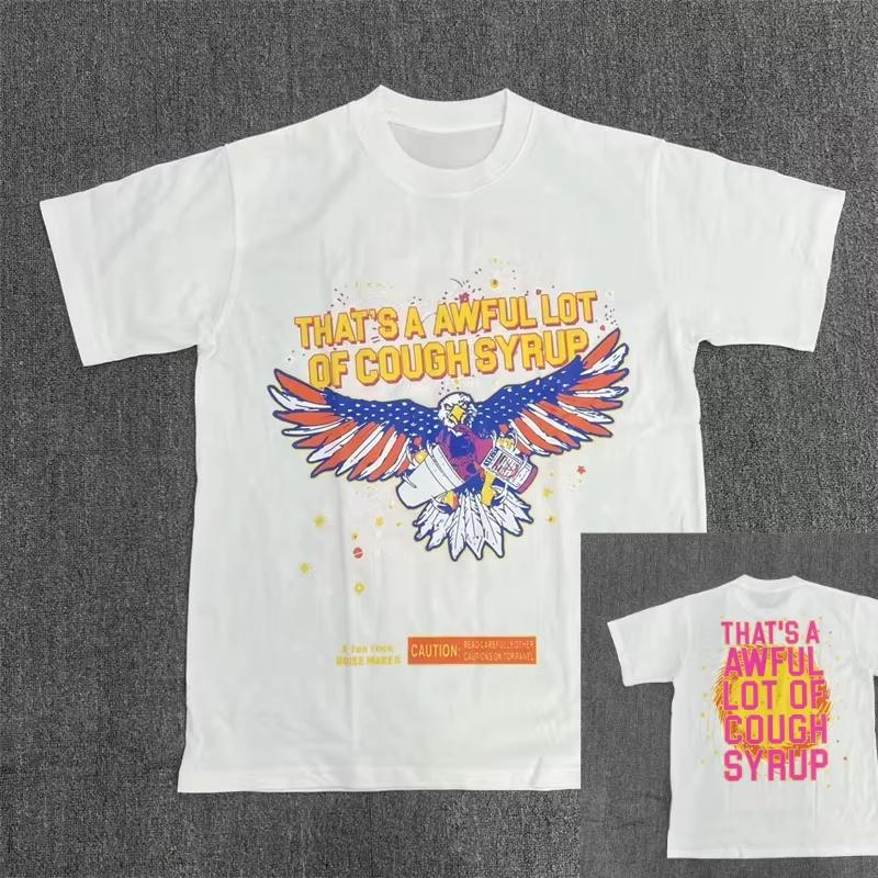 

2024 Европейский Американский Модный Это Ужасно Много Сиропа от Кашля Спортивная Одежда Повседневная Футболка Мужская Женская Хлопковая Футболка Одежда 4XL