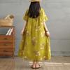 DIMANAF 2025 Women Plus Size Spring Summer Dress Casual Floral Dress Basic Vintage Loose Long Dress Maxi 9311