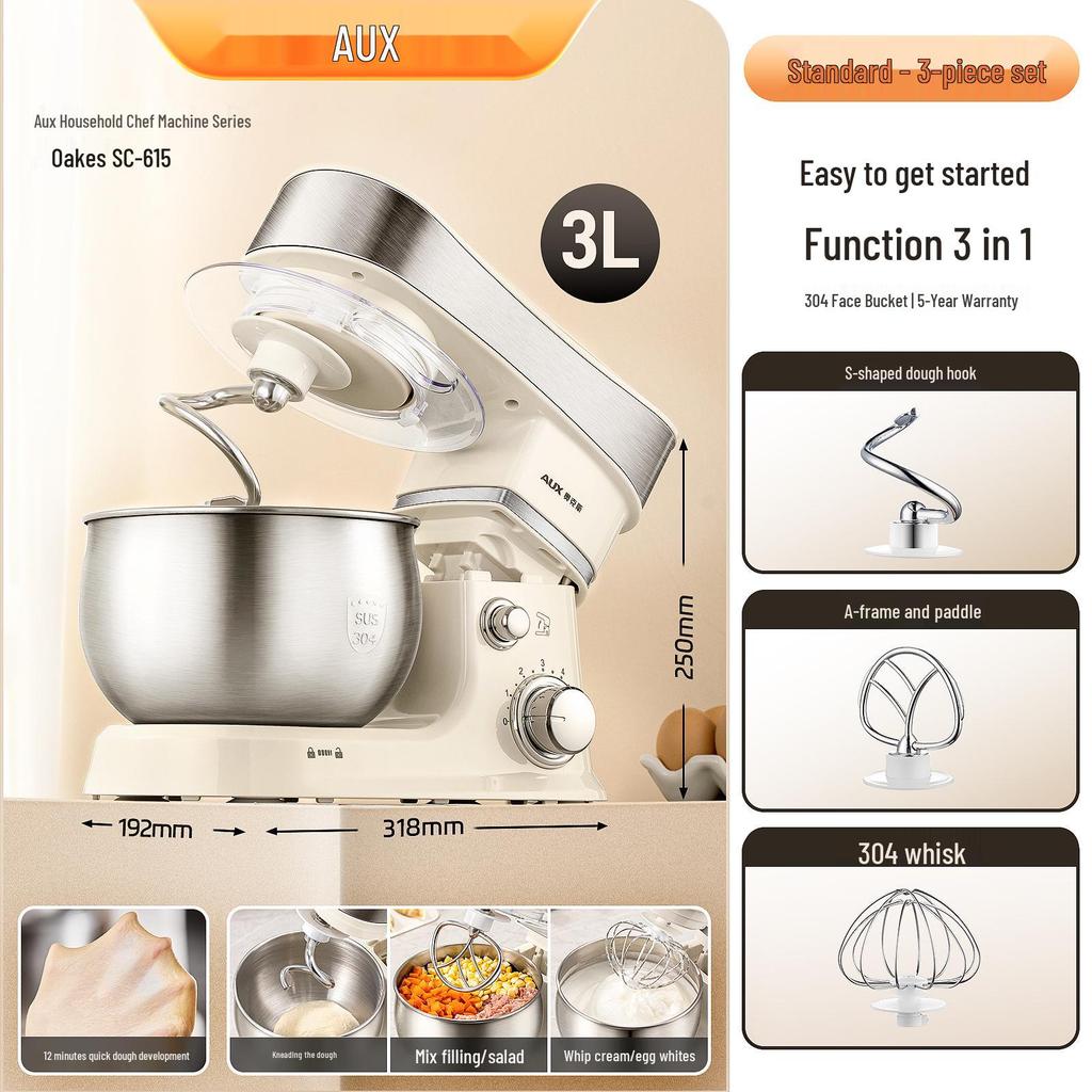 KJ&SH Multifunctional Dough Mixer & Egg Beater - Automatic Household Baking & Fresh Milk Machine