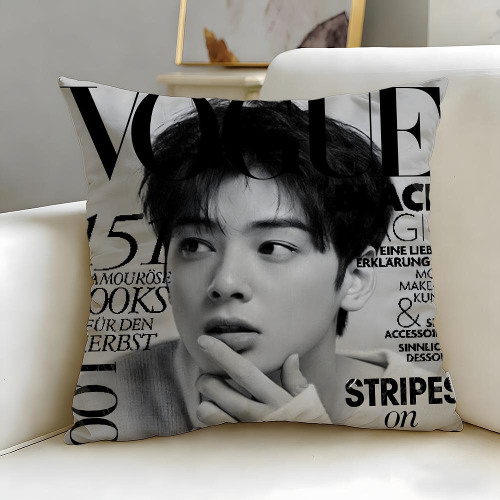 popular actor Cha Eun Woo Cushion Cover Soft  EasyWash Pillow Case  Versatile for Couch Bed Travel and Office
