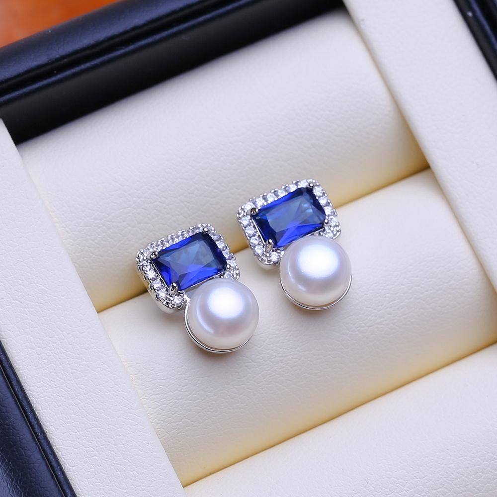 LSOOYH Náušnice z přírodních sladkovodních pěstovaných perel Stříbrná barva Pecky Módní dárky pro ženy Velkoobchod