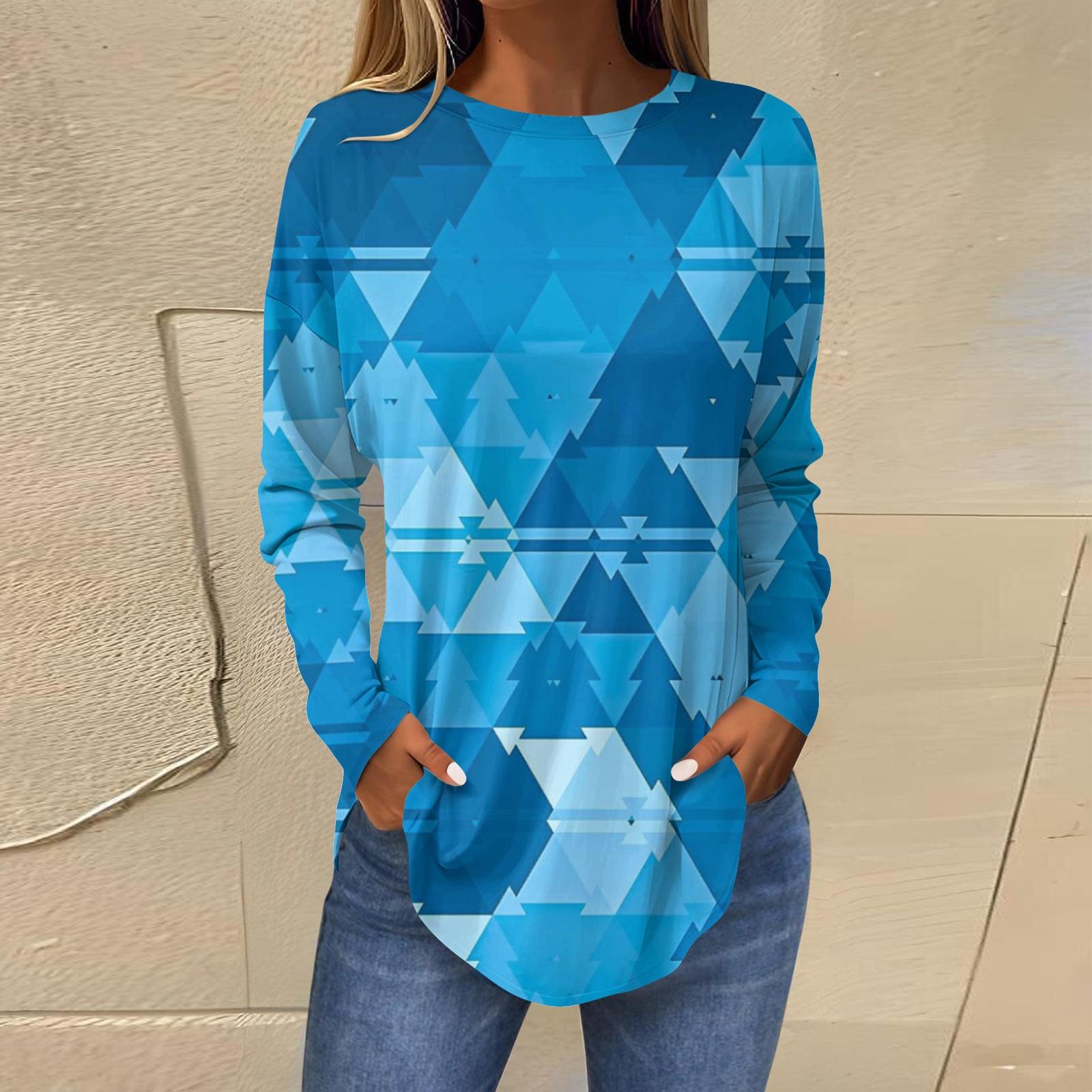 

Модные женские повседневные топы с длинными рукавами и круглым вырезом с принтом L