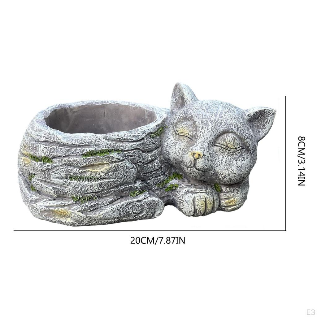Doniczka na balkon Śpiący Kot Doniczka Dekoracja Ogrodu Biurko Dzieło Sztuki Ornament Zewnętrzny dla