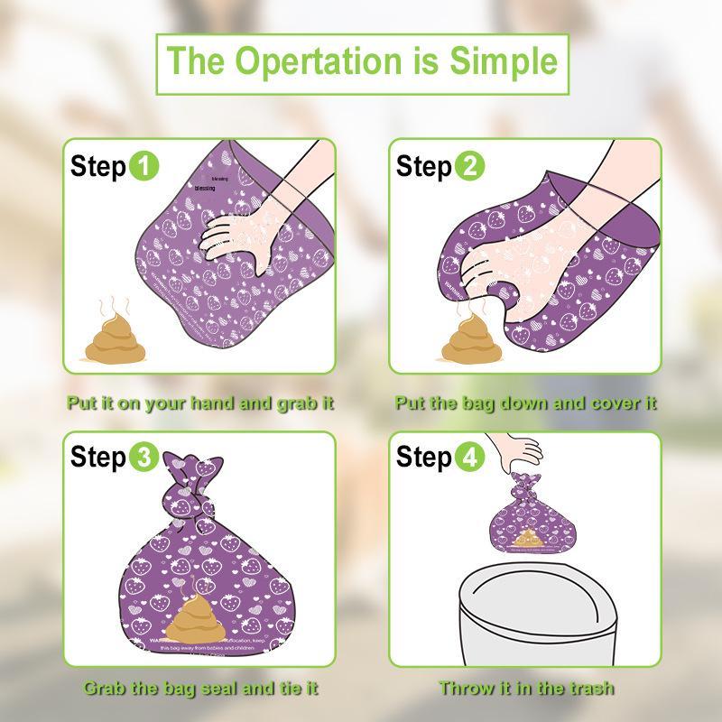 Biodegradable Strawberry Scented Dog Poop Bags with Dispenser - Thick and Durable