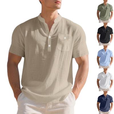 Chemise en lin pour homme à manches courtes décontractée d'été Hippie T-shirts de plage