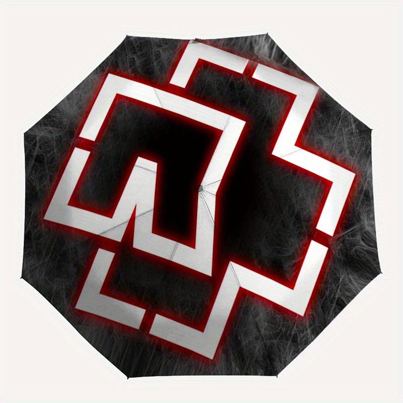 Abstract Red and White Patterned CoasterUmbrella, Portable 3-Fold Compact Umbrella for Men & Women Gift