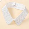 1 piece of elegant embroidered fake collar for ladies, featuring a double-layer wavy lace collar with beaded and rhinestone deta