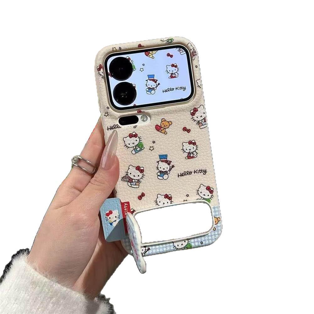 Leather Texture Cat Design Case for Apple iPhone 17 Pro Max/16/15/14/13