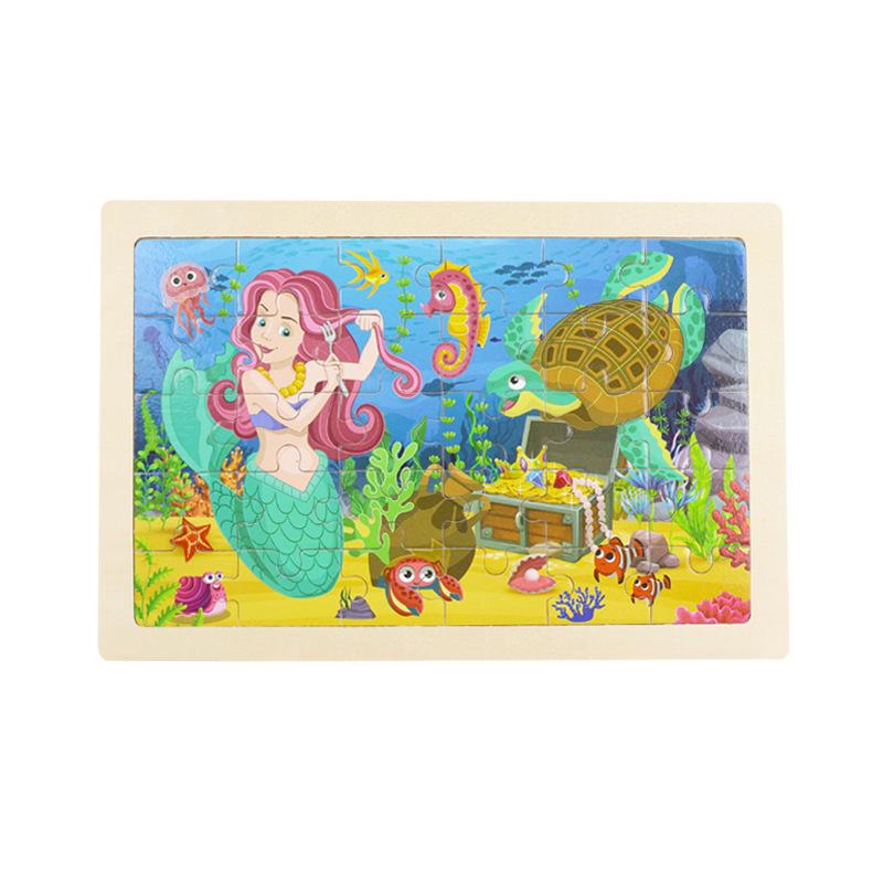 Wooden Animal Cartoon Jigsaw Puzzle Board - 30, 60, 98, 120-piece Toy for Early Childhood Education
