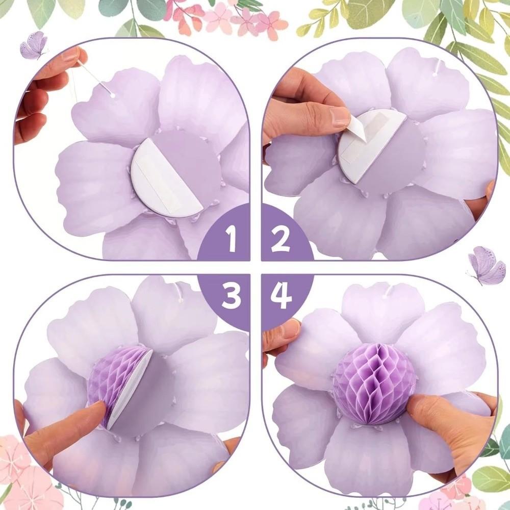 9pcs/set Colorful Paper Flower Hawaiian Style Sunflower Honeycomb Paper Baby Shower Hanging Decorations Wedding Garden Party