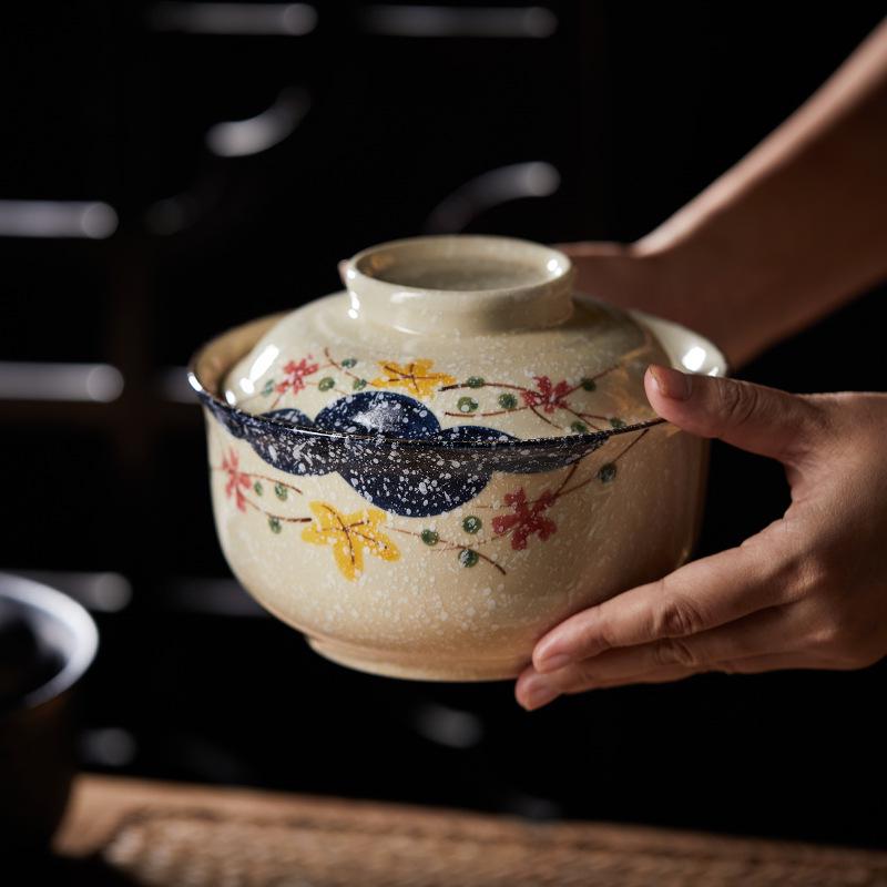 Underglaze Ceramic Bowl for Noodles, Soup, Stew, & Baked Rice - Ideal for Dorms & Restaurants