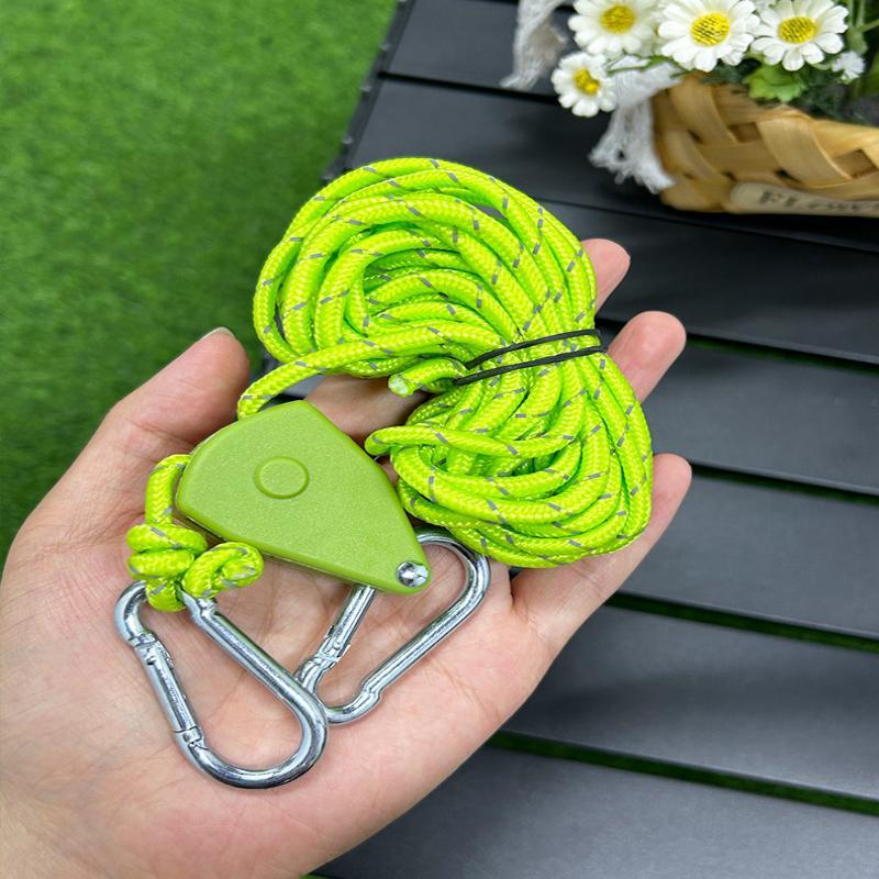 4/6M Adjustable Camping Tent Awning Wind Rope With Fastener Buckle Pulley Tensioner Ratchet Hangers For Lights
