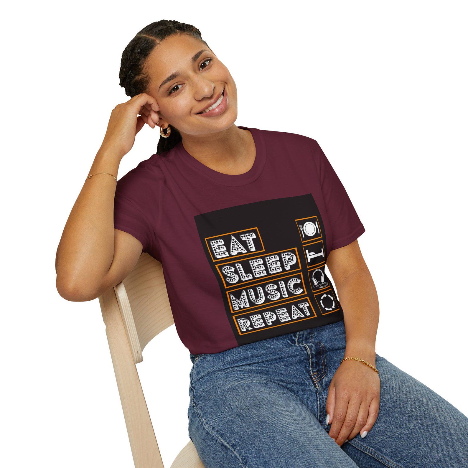 Eat Sleep Music Repeat T-Shirt: Unisex Lifestyle Tee XL