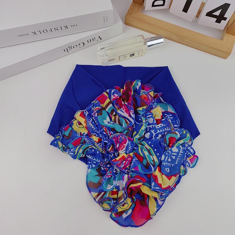 Korean Floral Chiffon Neck Guard False Collar Hedging Scarf Summer Women Ice Silk Protect Cervical Elastic Bib Headneck P51