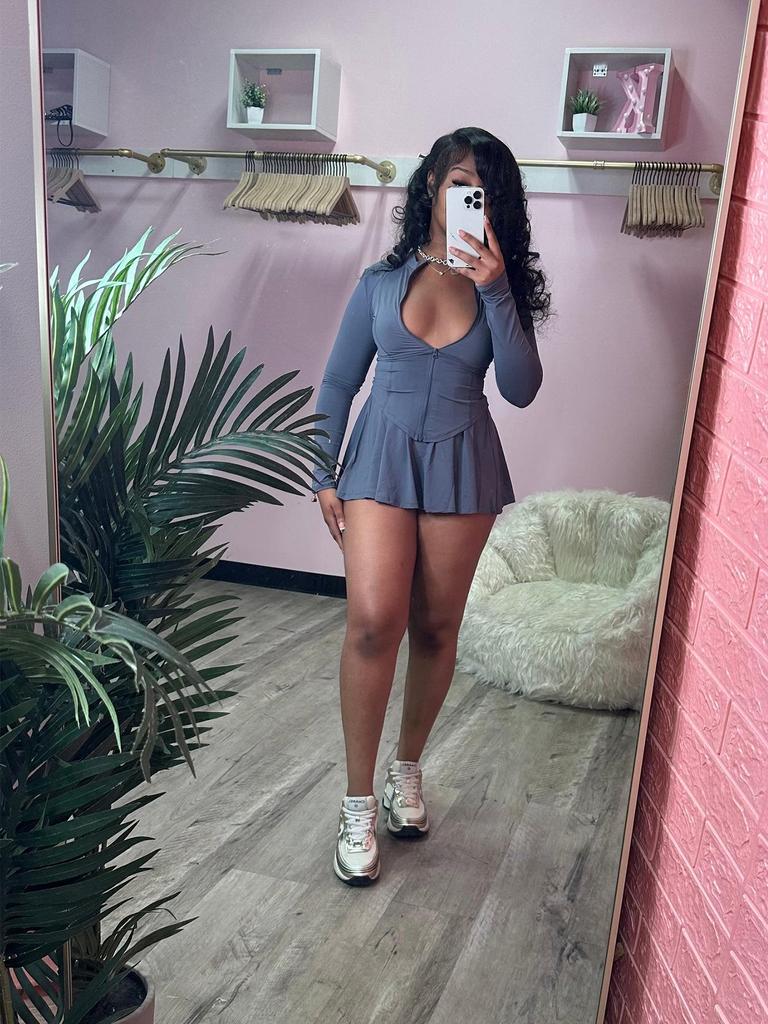 HR24029 Women's Sporty Casual Bodycon Waist-cinching Flared Skirt Set with Safety Shorts