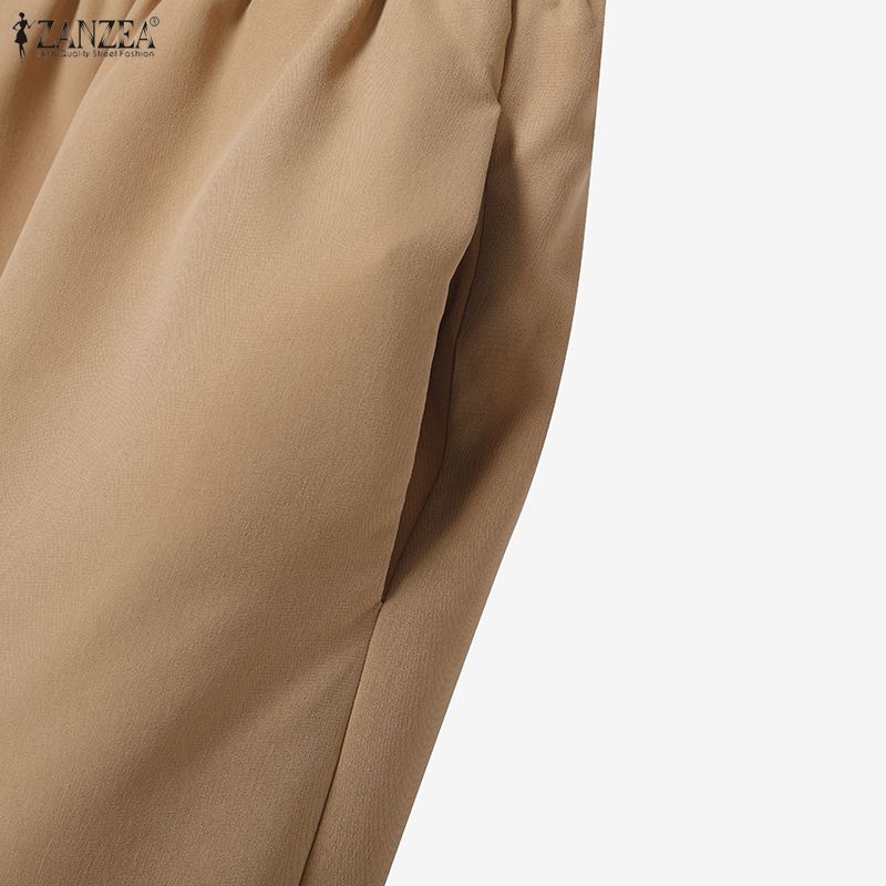 ZANZEA Women Long Sleeve Cardigan Blazer and Pants Casual Two Piece Suit Sets