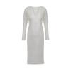 Temperament, advanced sense, super good-looking and thin coat, long-sleeved knitted white dress with base inside