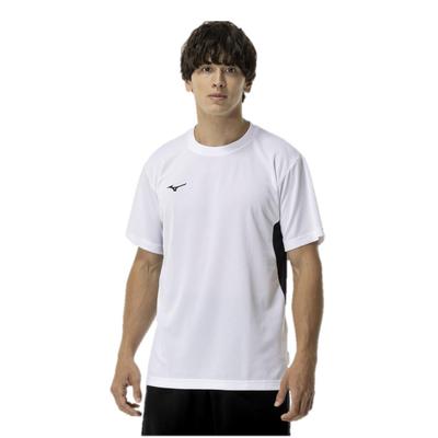 NaviDry Short Sleeve with and Training Size 32MAC196 Men's T-Shirt U-Neck, Moisture-Wicking Quick-Drying, Underwear, White/Black, XL,