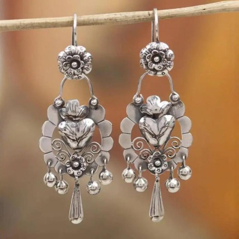 Autumn and Winter Ethnic Style Fashion Earrings 1 pair серебряный