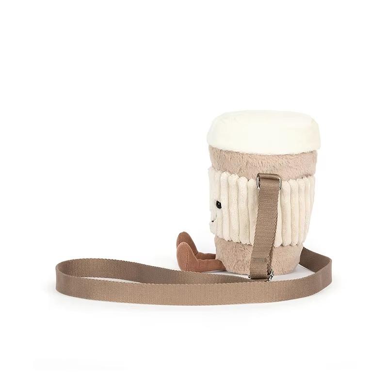 Fun Coffee Tumbler Crossbody Bag - Lightweight Insulation-Friendly Plush Doll Crossbody Bag Surprise Gift Outdoor Shoulder Bag