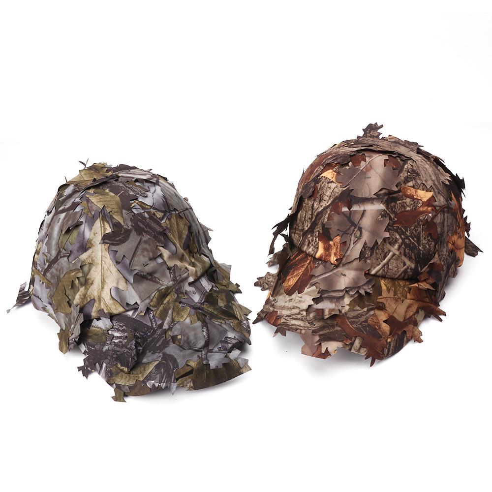 Boonie Camouflage Men'S Hats 3D Leaves Camo Tactical Cap Ghillie Caps Hunter Sniper Hats Fishing Sun Protection UV Blocking Hunting Accessories