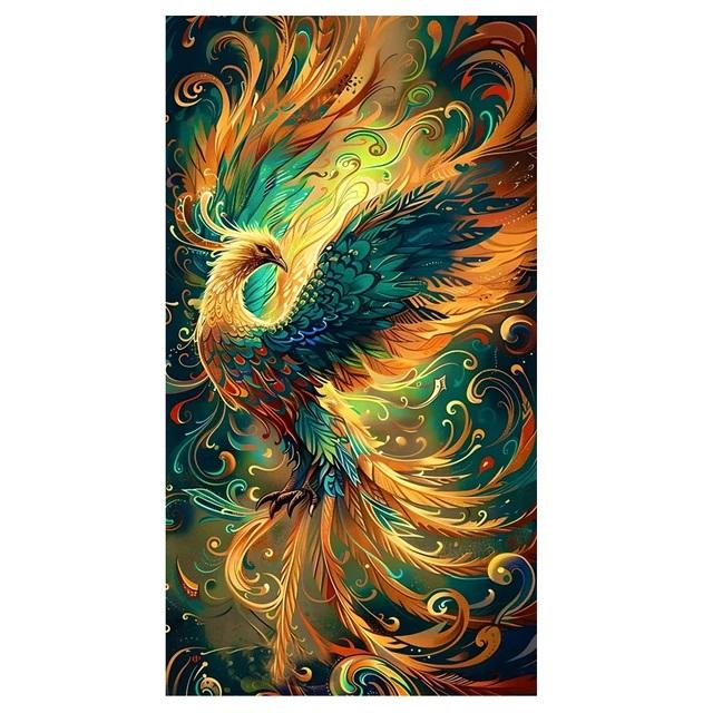 Chinoiserie Fantasy Animal Colorful Phoenix Large Diamond Painting Cross Stitch Embroidery Kit 5D Diy Diamond Mosaic Home Decor