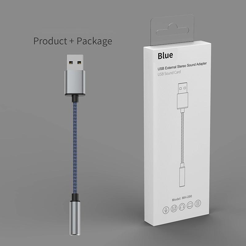 MH290 12cm USB Male to 3.5mm Female AUX Adapter Braided Cable HiFi Sound Card Converter