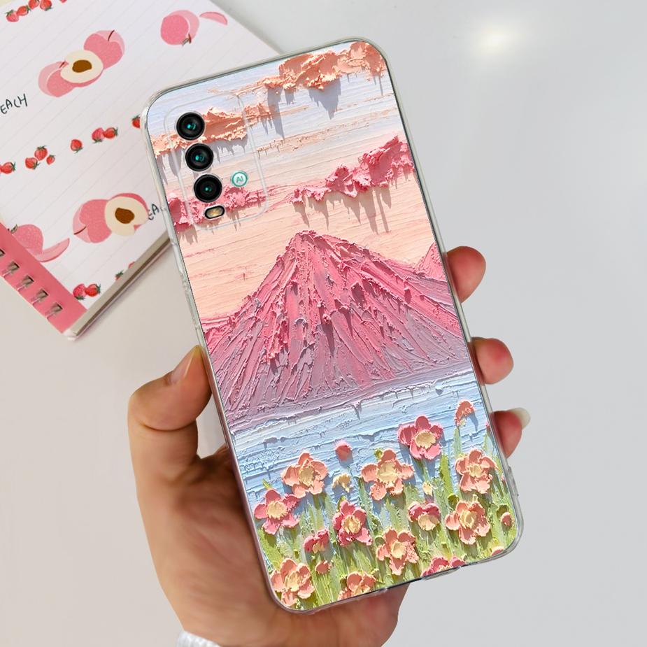For Xiaomi Redmi 9T Case Cute Fashion Painted Cover Clear Silicone Phone Case For Xiaomi Redmi 9T Redmi9T Back Cover 6.53'' Bags