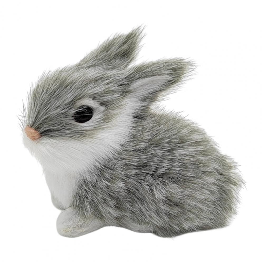Small Bunny Ornament Faux Fur Rabbit Decoration Realistic Plush Rabbit Figurines for Easter Decor Bunny Models with for Home
