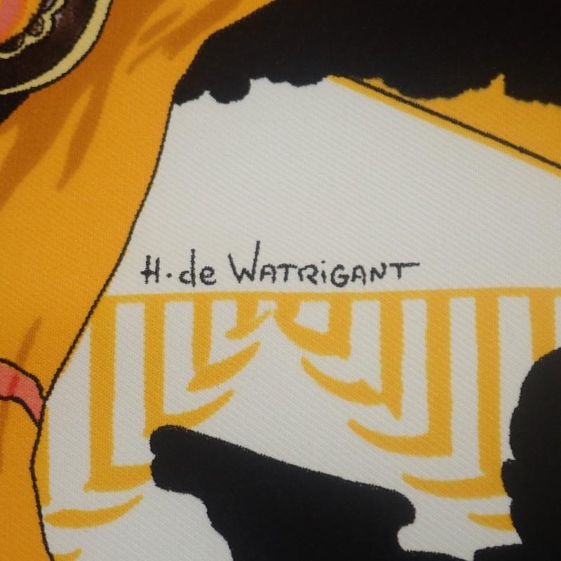 HERMES   scarf black/yellow silk Women