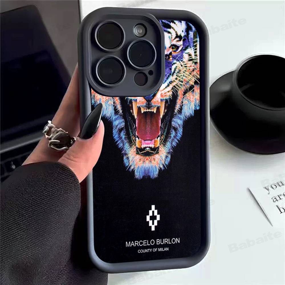 M-MARCELO B-BURLON Phone Case for IPhone 17 16 15 14 13 12 11 Pro Max Mini Plus Soft TPU Back Cover