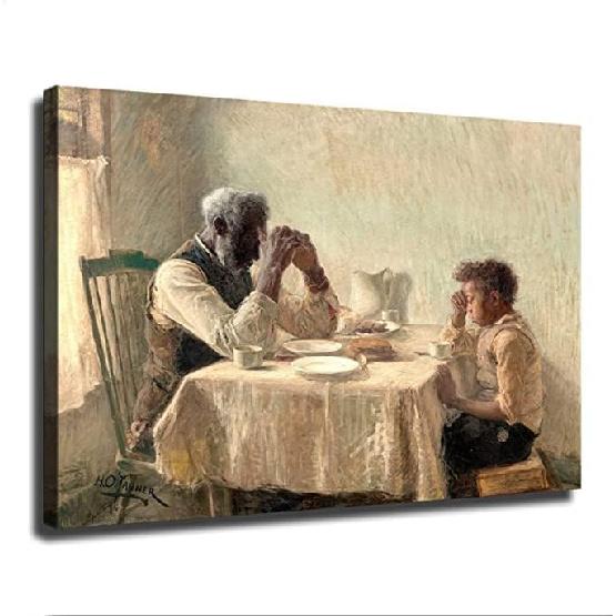 The Thankful Poor by Henry Ossawa Tanner Poster Wall Art Painting Canvas Wall Decor Modern Family Home Aesthetic Decor Bedroom Living Room Background 08×12inch-No Framed
