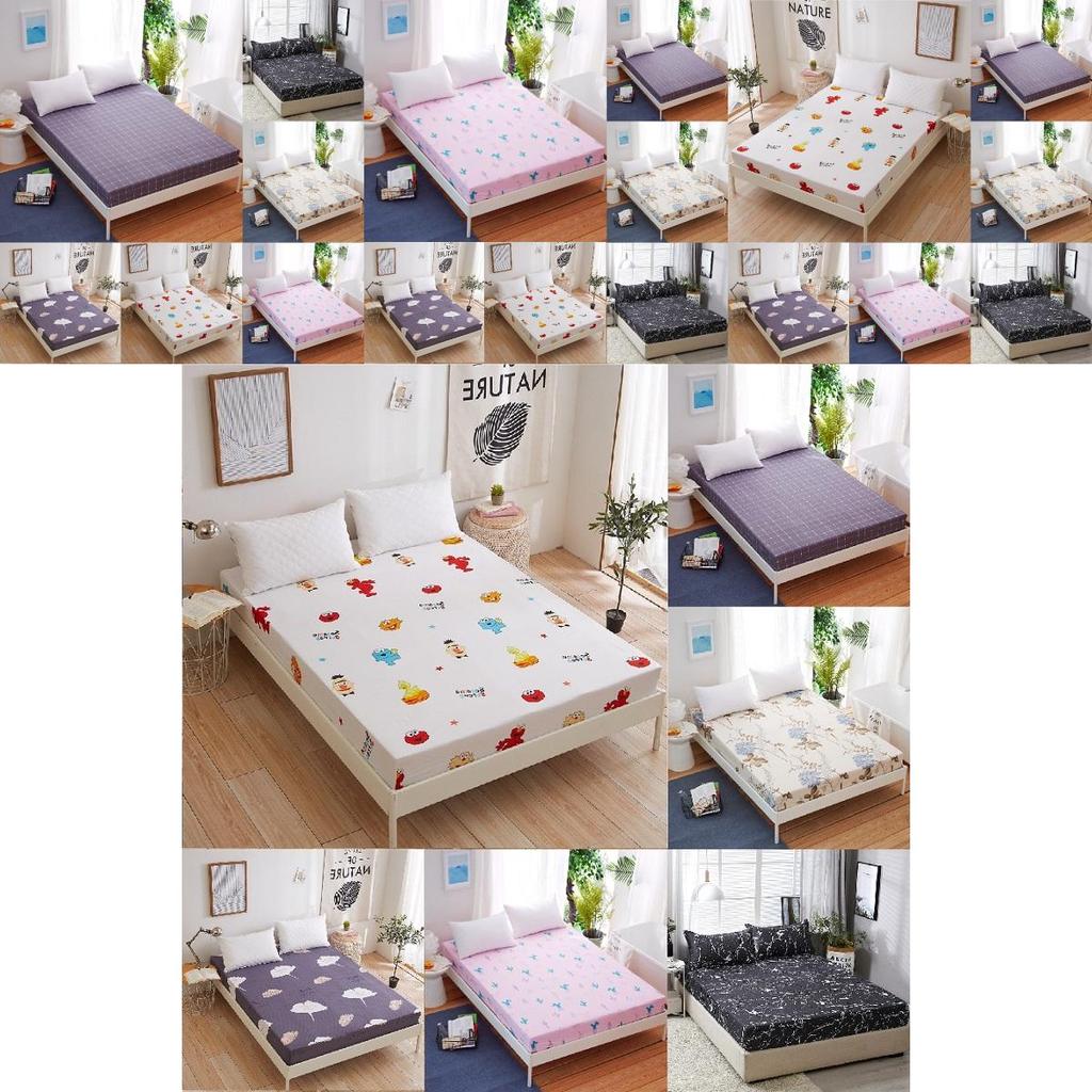 Bed Sheet Fitted Cover Without Pillowcase Floral Printed Single Double Size King