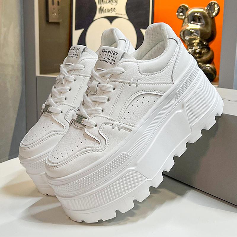 Women 8 CM Platform Sneakers Casual Outdoor Simple Design Skateboard Comfortable Lace Up Sneakers Running Sports Shoes Female 40