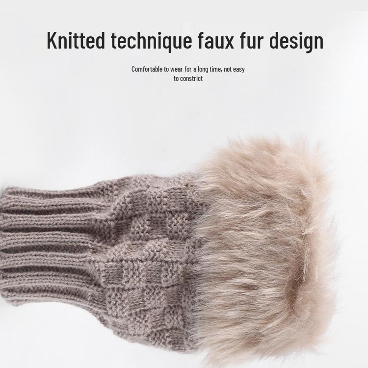 Women's Winter Knitted Fingerless Gloves - Warm, Cold-Proof for Students