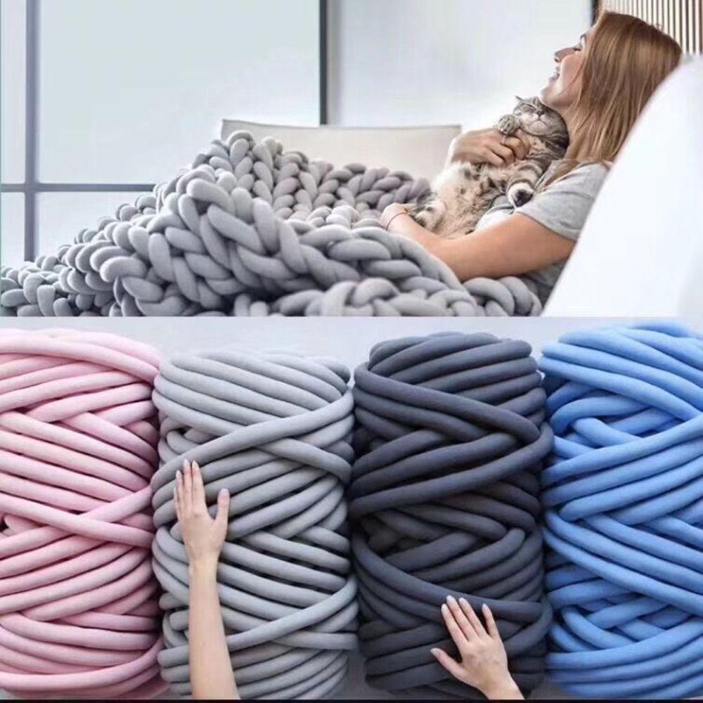 Machine Washable Multi-color Chunky Yarn 2.5cm Super Velvet Arm Knitting Yarn Soft DIY Tube Yarn Weave Craft