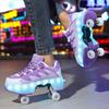 Kids Roller Roller Shoes 4-wheel Deformation Shoes Roller Skates Adult Rechargeable LuminousSkating Shoes