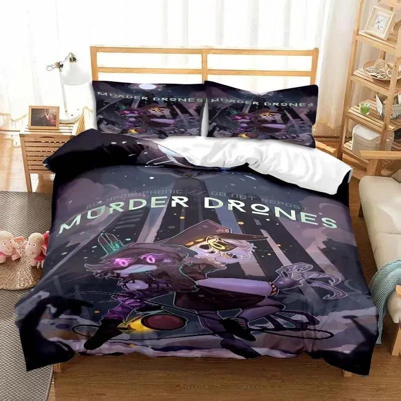 3D Cute Cartoon Anime M-Murder D-Drones Bedding Set Boys Girls Twin Queen Size Duvet Cover Pillowcase Bed Kids Adult Gift