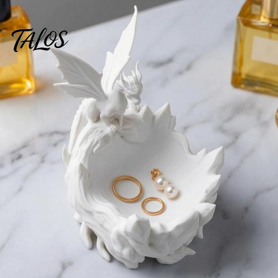 Decorative Key Bowl 3D Printed Fantasy Dragon Ring Tray, Gothic Coaster Dish for Keys Storage Tray Jewelry Coins, Desk Organizer Home Office,
