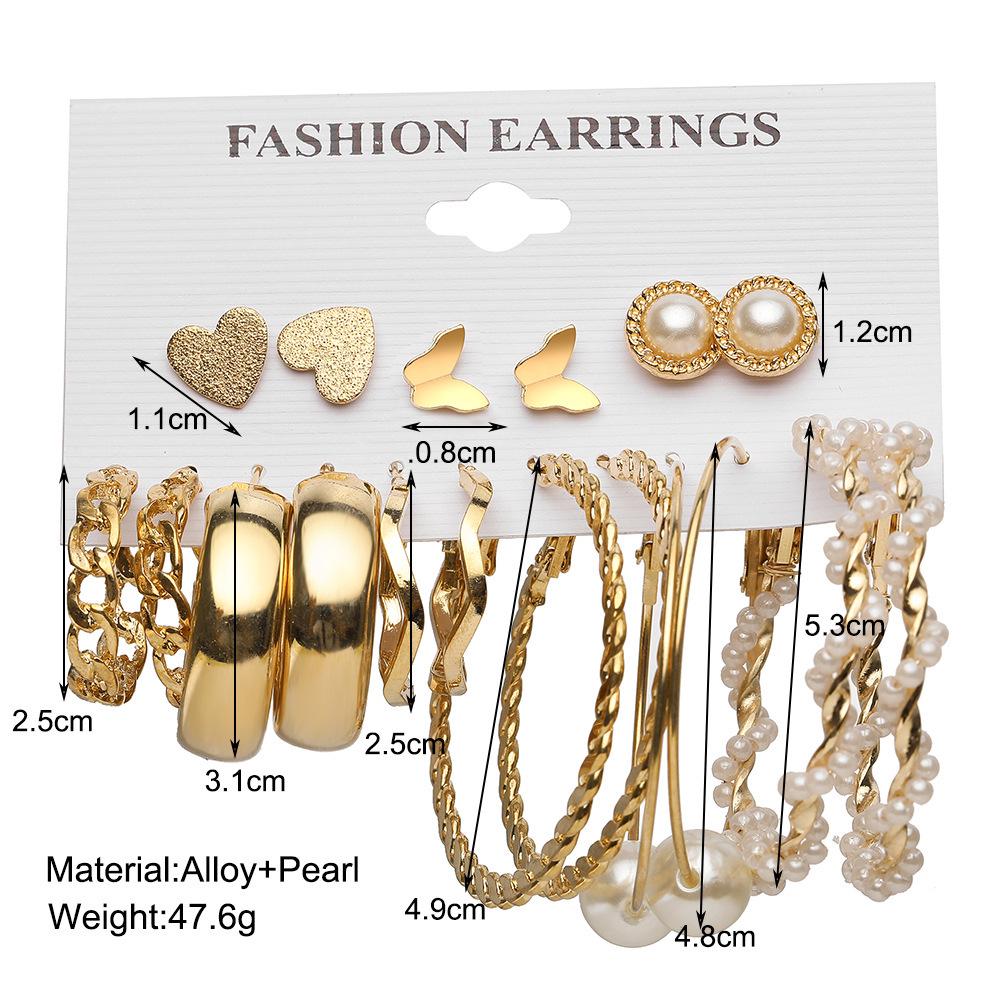 Women's Tassel and Pearl Crystal Stud Earring Set