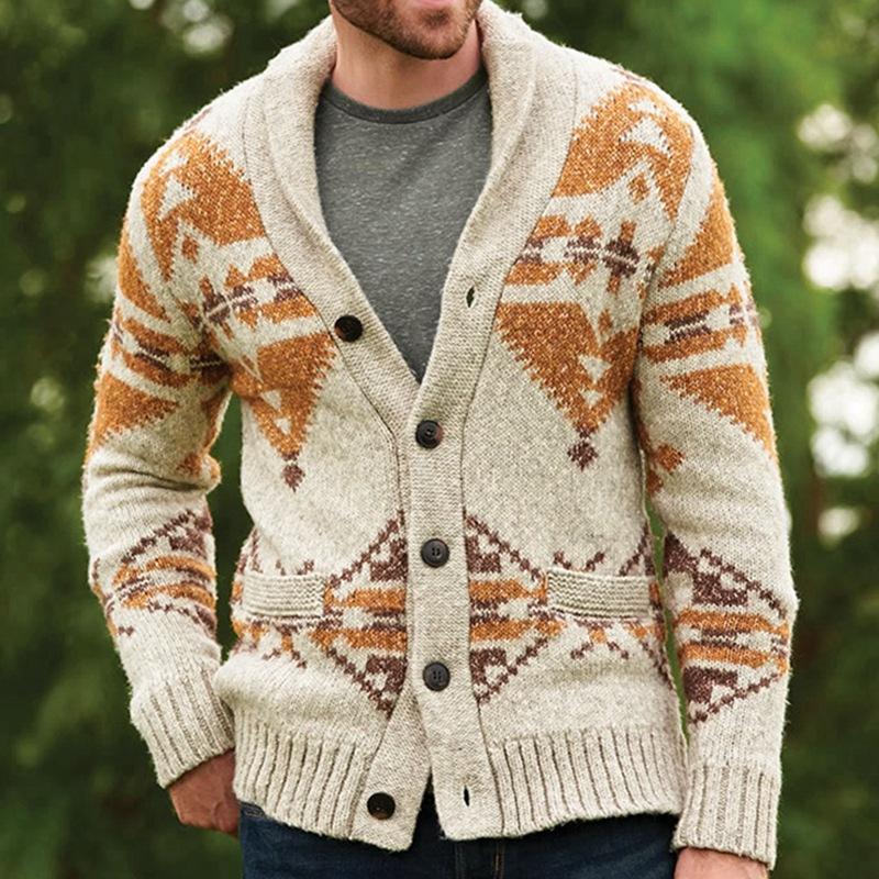 Men's Casual Cardigan Sweaters Shawl Collar Long Sleeve Knit Button Down Cardigans Fall Winter Lightweight Loose Fit Knitted Sweater Outwear for Men