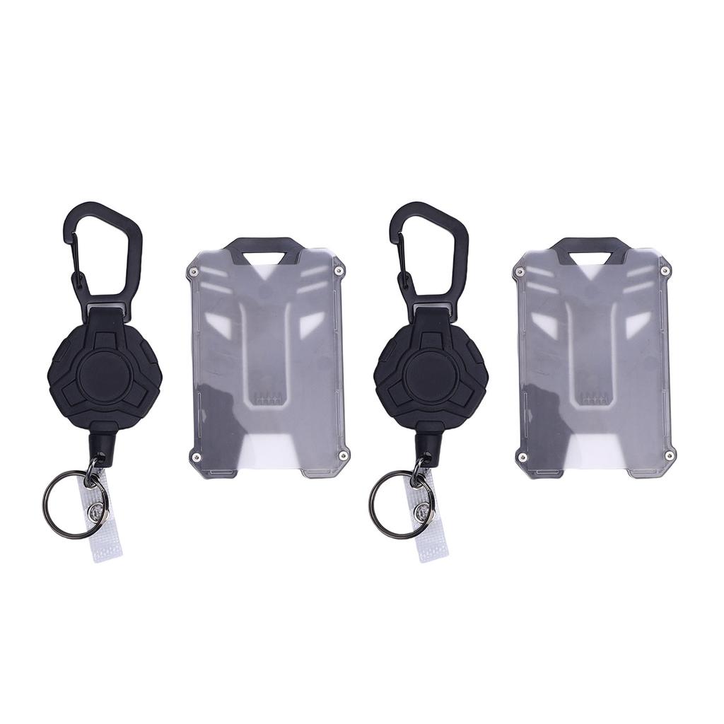 2 Pack Retractable Keychain Carabiner Badge Holder Steel Cord Anti Loss ID Card Holder Badge Reel