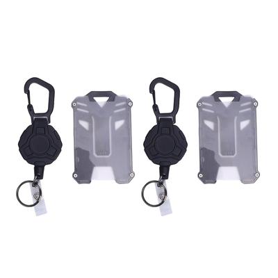 2 Pack Retractable Keychain Carabiner Badge Holder Steel Cord Anti Loss ID Card Holder Badge Reel