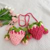 Adorable Korean Style Knitted Strawberry Crossbody Bag For Girls Soft Plush Design