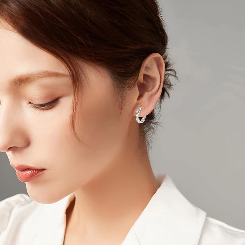 S925 Sterling Silver Daisy Flower Hoop Earrings for Women Girls Fine Jewelry Valentine's Day Gift