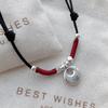 Adjustable 999 Sterling Silver Chinese Fu Necklace for Women with Safe Auspicious Cloud Buckle & Hand-woven Rope