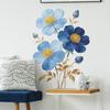 Self-adhesive Artistic Blue Flowers Wall Stickers for Living Room Bedroom Home Decor