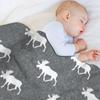 Moose On Grey Throw Blanket Long Lasting Soft Plush Blanket For Daily Use